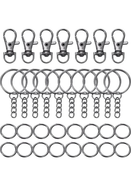 70 Adet / Takım Döner Geçmeli Kanca ve Zincir Atlama Halkaları ile Anahtar Halkaları Dıy Anahtarlık Ipi Takı Yapımı Malzemeleri Renk: Tabanca Siyahı / Boyut: 14 x 32MM (Yurt Dışından)