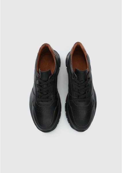 Siyah Deri Erkek Sneaker indirimleri
