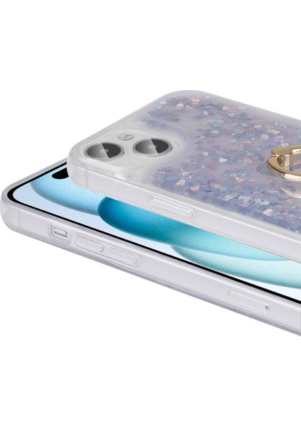 Apple iPhone 15 Plus ile Uyumlu Kılıf Gümüş Liss Sulu Simli Silikon Kapak Orijinal (Apple iPhone 15 Plus ile Uyumlu, Gümüş)