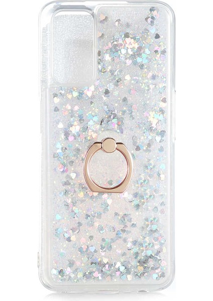 Oppo A92 Kılıf Gümüş Liss Sulu Simli Silikon Kapak Orijinal Esnek Ince Geliştirilmiş Dayanıklı Darbe Karşıtı Koruyucu Yeni Nesil Tasarım (Oppo A92, Gümüş)