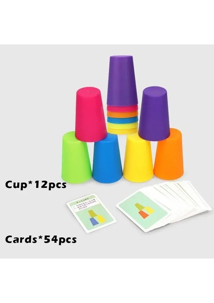 Kids Montessori Toys Stack Cup Battle Masa Oyunu Kart Eğitim Entelektüel Aydınlanma Renk Biliş Mantık Eğitim Renk: Çift (Yurt Dışından)