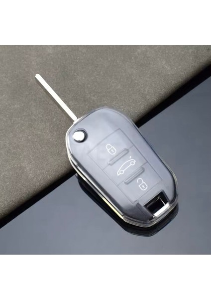 Citroen C3 Şeffaf Sustalı Anahtar Kılıfı