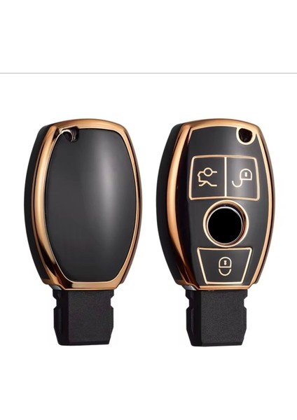 Mercedes C Serisi W205 Makyajsız Siyah-Gold Anahtar Kılıfı