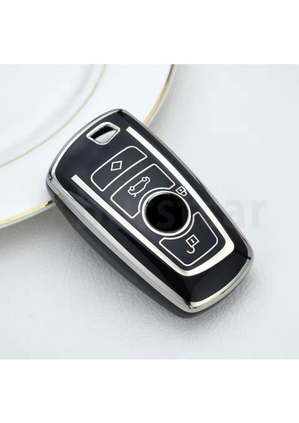 Bmw 5 Serisi F10 Siyah-Silver Anahtar Kılıfı