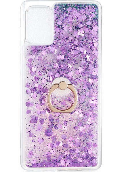 Samsung Galaxy A72 Kılıf Mor Liss Sulu Simli Silikon Kapak Orijinal Esnek Ince Geliştirilmiş Dayanıklı Darbe Karşıtı Koruyucu Yeni Nesil Tasarım (Samsung Galaxy A72, Mor)