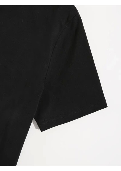 Baskılı Oversize Bisiklet Yaka Tshirt
