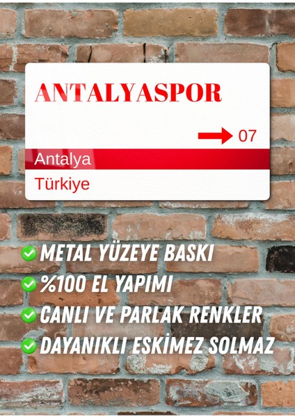 Antalyaspor Metal Posteri - Sokak Tabelası Görünümlü Parlak Tablo