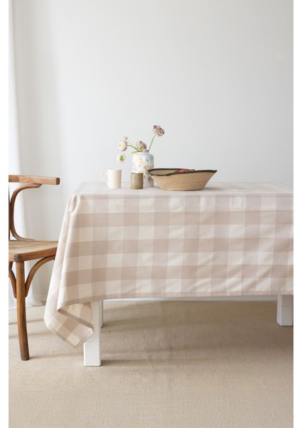 Sora | Keten Pötikare Bej Masa Örtüsü, 140 x 140 cm