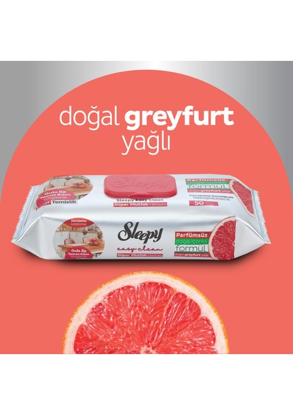 Easy Clean Süper Yüzey Temizlik Mutfak Havlusu&Mendili Greyfurt Yağlı 4X50 (200 Yaprak)