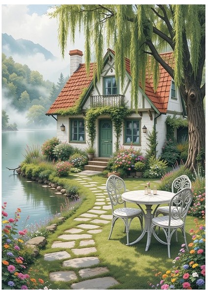 Göl Evi Ahşap Tablo