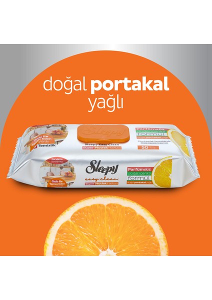 Easy Clean Süper Yüzey Temizlik Mutfak Havlusu&Mendili Portakal Yağlı 4X50 (200 Yaprak)