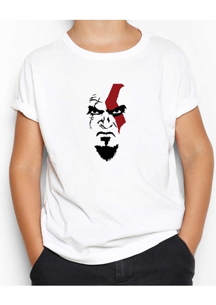 God Of War Kratos Face Beyaz Çocuk Tişört