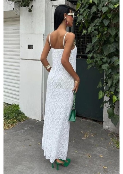Askıları Ayarlanabilir Örme Dantel Elbise 2879