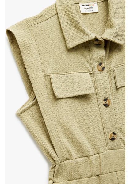 Düğmeli Cep Detaylı Gömlek Yaka Uzun Tulum modelleri