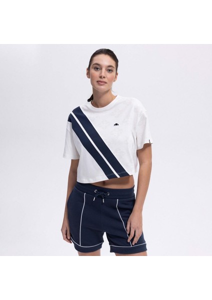 EF376-OF Crop Kadın T-Shirt - Kırık Beyaz