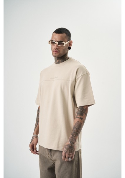 Erkek Reconnaissance Nakışlı Oversize T-Shirt Bej fiyatları