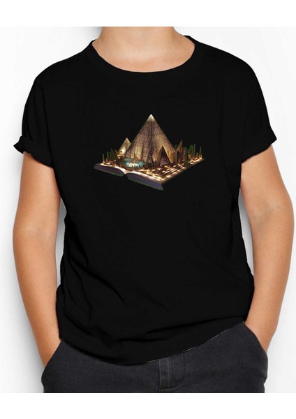 Egypt View Book Siyah Çocuk Tişört