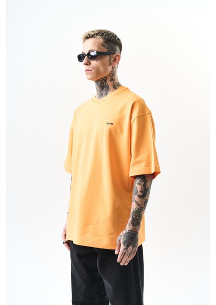 Erkek Respire Yazı Detaylı Oversize T-Shirt Oranj fiyatları