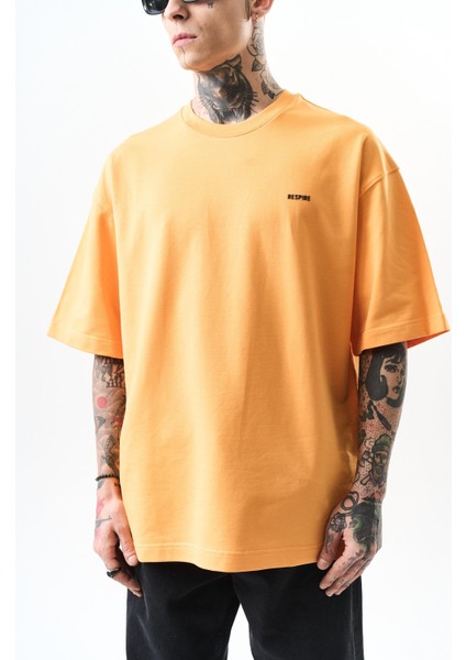 Erkek Respire Yazı Detaylı Oversize T-Shirt Oranj fırsatları