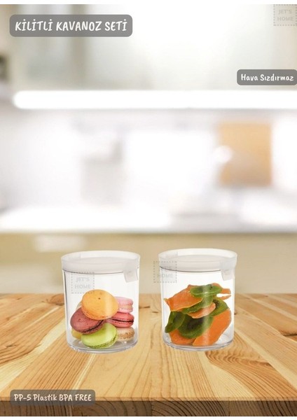 2’li Kilitli Silindir Kavanoz Seti Erzak Kabı Hava Sızdırmaz 0,65 Litre x 2 Bpa Free fiyatları