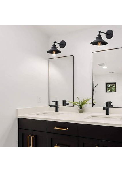 Vintage,rustik Siyah Mafsallı 1XE27 Banyo Ayna Üstü Aplik NOT:1ADET Fiyatıdır ÇAP:23CM