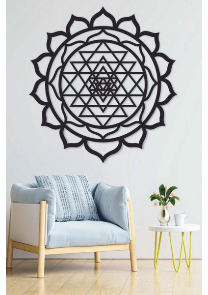 Sri Yantra Mandala Kutsal Geometri Duvar Dekoru-Süsü, Lazer Kesim, Ahşap Dekoratif Tablo,