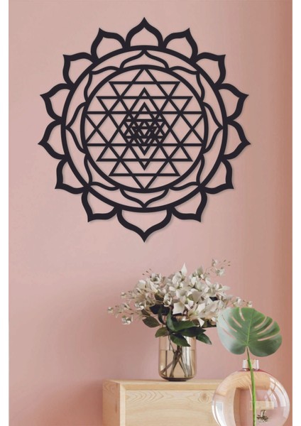 Sri Yantra Mandala Kutsal Geometri Duvar Dekoru-Süsü, Lazer Kesim, Ahşap Dekoratif Tablo,