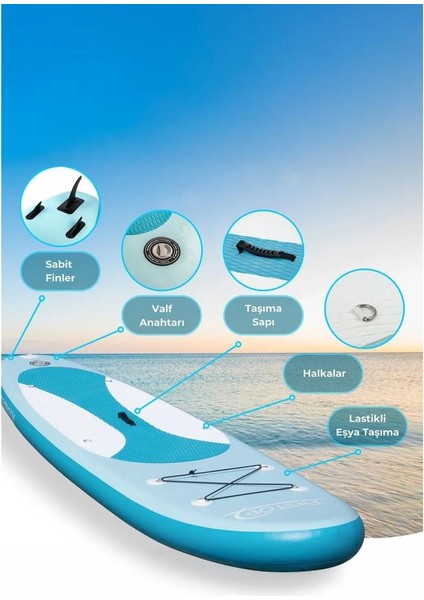 Sp305-15s Fırstop Specıal Edıtıon Paddle Board 305x79x15 Cm Pompa + Kürek Ve Çanta Dahil Set Turkuaz