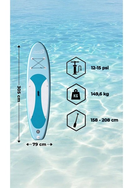 Sp305-15s Fırstop Specıal Edıtıon Paddle Board 305x79x15 Cm Pompa + Kürek Ve Çanta Dahil Set Turkuaz