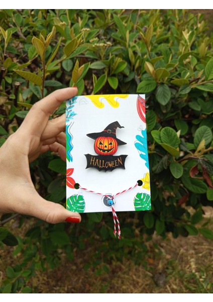 Halloween Cadılar Bayramı Ahşap Rozet Marteniçka Bileklik Hediyeli -Çanta-Broş-Aksesuar modelleri