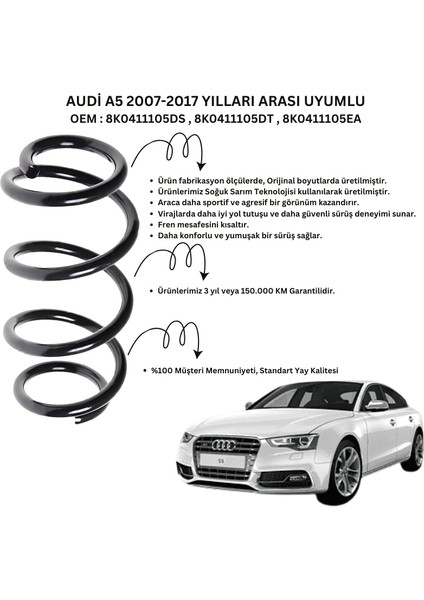 Audi A5 (2007-2017) Uyumlu Standart Yay ST102003F - Ön Helezon Yay Takımı - 2 Adet