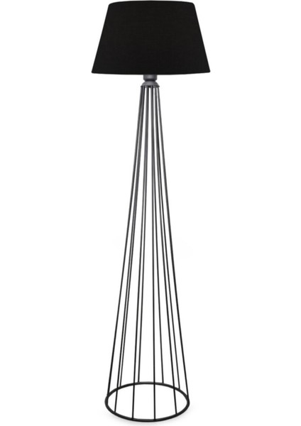 Şık Siyah Silindir Metal Lambader, Yükseklik 151-200 cm, Tek Ayaklı