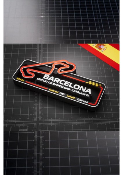 Barcelona-Catalunya F1 Pisti 3D Duvar Dekoru 17.5 cm
