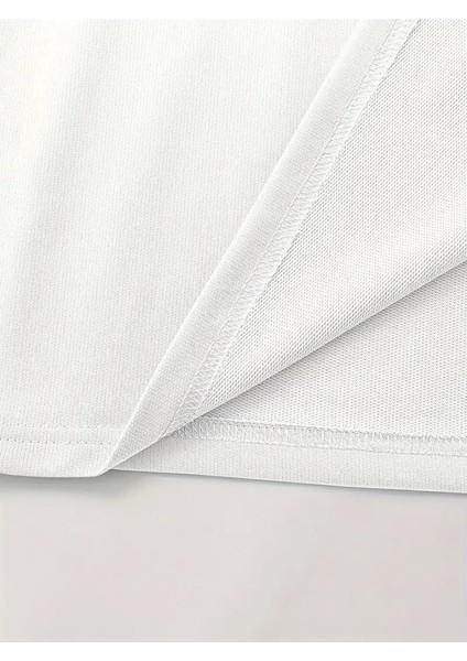 Baskılı Oversize Bisiklet Yaka T-Shirt - Beyaz