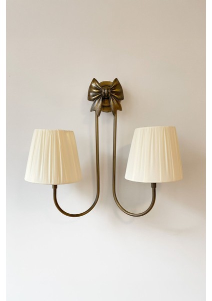 Şık Eskitme Renkli Çift Kollu Metal Duvar Aplikası E14 Kahverengi