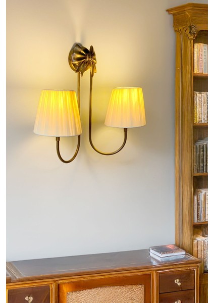 Şık Eskitme Renkli Çift Kollu Metal Duvar Aplikası E14 Kahverengi indirimleri