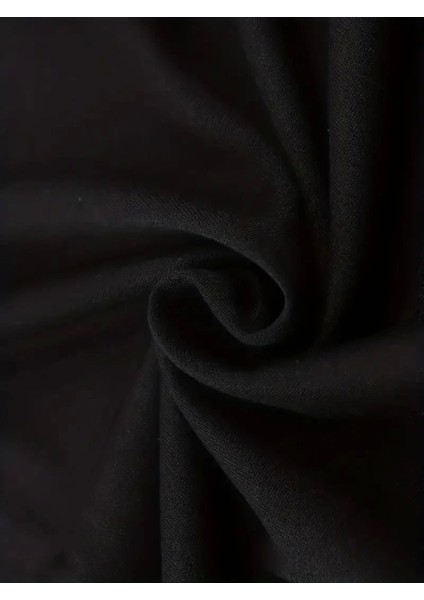 Baskılı Oversize Bisiklet Yaka T-Shirt - Siyah