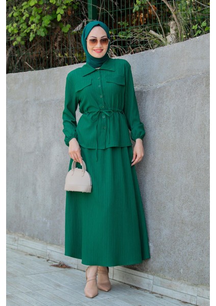 Teen Bluz Etek Takım-Zümrüt
