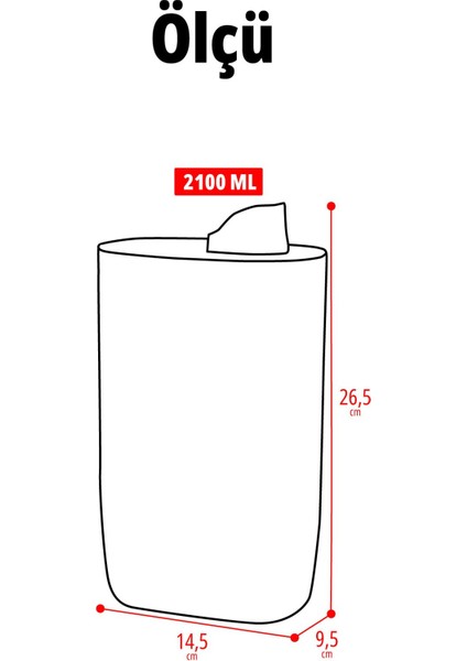 Silikon Kapaklı Ölçekli Toz Sıvı Tablet Deterjan Saklama Kabı Kutusu 2100 ml