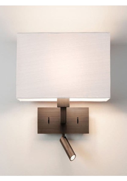 Şık bronz yatakbaşına uygun okuma lambası, metal materyal, E27 duy, metalik renk