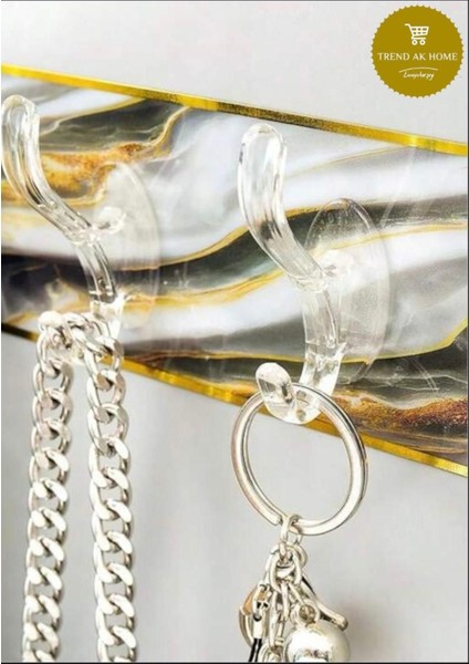 Mermer Desenli Şefaf 6 Lı Askılık Kendinden Yapışkanlı modelleri