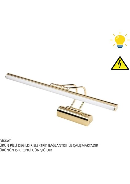 Resim,tablo,ayna Üstü Banyo Ledli Aplik 220V 5 Renk Gold Flüt Aplik 3000K Günışığı (Pilli Değildir)