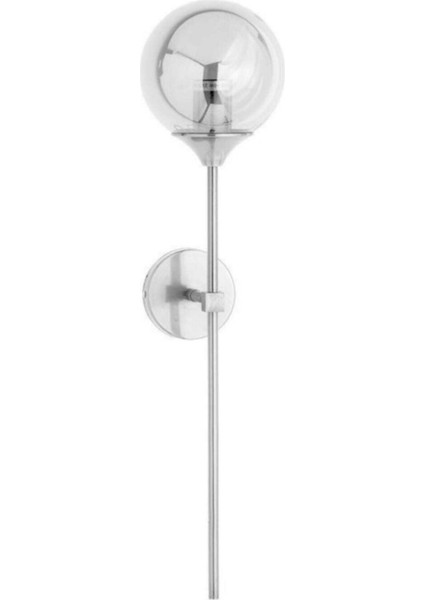 Şeffaf camlı krom aplik, modern dekoratif aydınlatma, metal malzeme, E27 duy tipi, bej renk