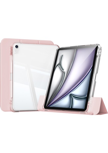 iPad Air 11 2025 M3 Kılıf Magnetik Ayrılabilen Airbagli Zore Sliding Tablet Kılıfı - Pembe Açık