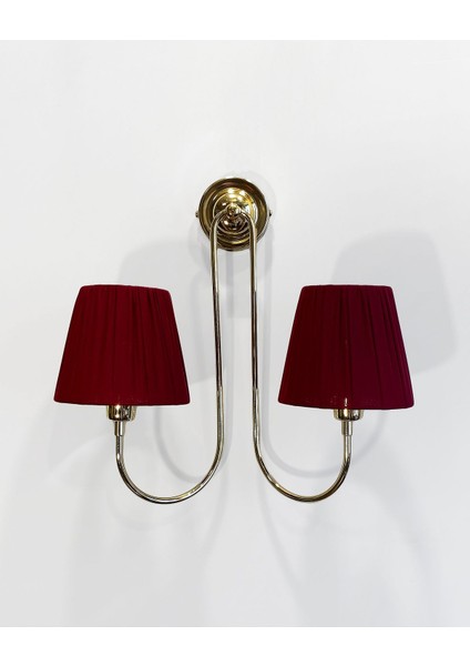 Modern çift kollu metal duvar aplik, şık ve fonksiyonel tasarım, sarı renk, E14 duy tipi fiyatları