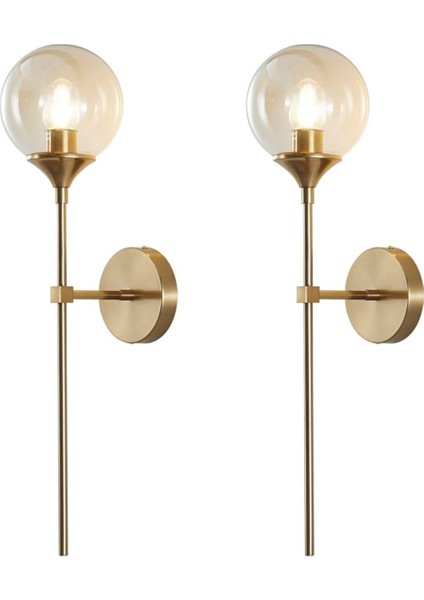 Modern elektrikli cam aplik, altın renk, gold detay, mat metal malzeme, E27 duy tipi