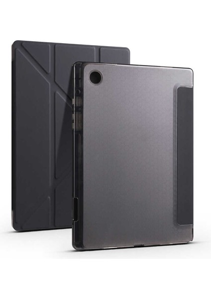 Galaxy Tab A8 10.5 SM-X200 (2021) Kılıf Uyumlu Zore Tri Folding Kalem Bölmeli Standlı Kılıf-Siyah