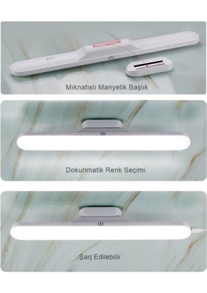 Aydınlatmalı dekoratif üçlü yatak başı, plastik materyal, beyaz renk, çok amaçlı kullanım