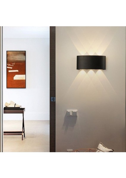 5’li 10W Gün Işığı Ledli Süzmeli Dekoratif Aplik, Siyah, Salon ve Balkon İçin