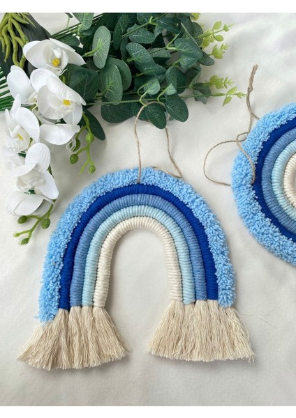 El Yapımı Makrome Gökkuşağı 20 x 20 cm Dekoratif Kapı & Duvar Süsü